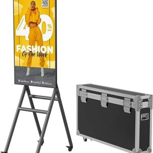 43 Inch Mobile Digital Signage Displays Kiosk with Flight Case, Portable Photo Booth Stand by with Screen Mirroring App Publishing, Advertising Display Poster, Android OS