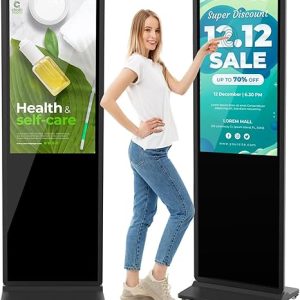 37 Inch Touchscreen Kiosk, Indoor Floor Standing Digital Signage Displays, Advertising Display LCD Totem with Custom Service, Interactive Display Poster Android System with Auto Media Player