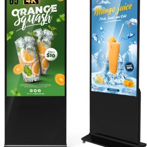 65 Inch 4K Digital Signage Display Kiosk, Indoor Floor Standing Advertising Display Poster, LCD Commercial Display with Auto Media Player, Android System, HDMI/USB/WiFi